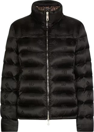 Dolce & Gabbana Monogram Jacquard Puffer Jacket - Dames - Gewatteerde jassen - Zwart - S - Polyester - Jassen