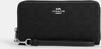 Coach Long Zip Around Wallet In Signature Jacquard