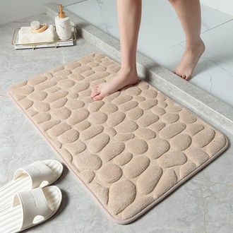 OEM Alfombra De Suelo Antideslizante Con Relieve Y Dise&ntilde;o De Guijarros, Absorbente De Agua, Para La Entrada Del Ba&ntilde;o (caqui, 40 X 60 Cm)