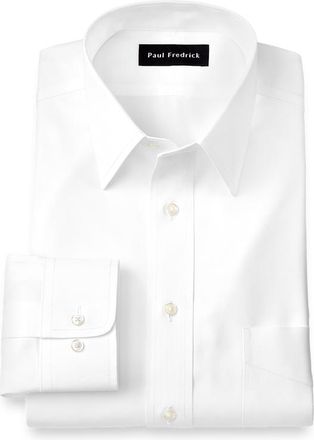 Paul Fredrick Non-iron Cotton Pinpoint Solid Point Collar Dress Shirt in White at Nordstrom, Size 15.5 - 33
