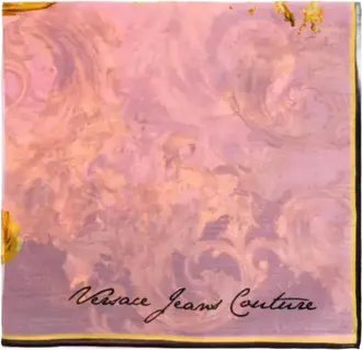 Versace Womens Baroque-Inspired Silk Scarf In Black And Hot Pink