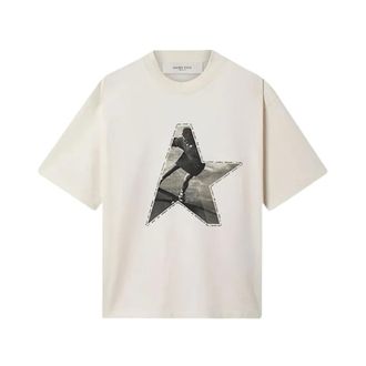 Golden Goose T-Shirts, female, White, Size: M Printed Cotton T-Shirt