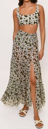 Hutch Suvi Cover Up Maxi Skirt In Black Olive Poppies