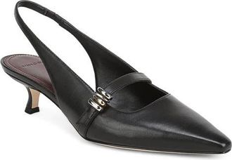 Vince Sonya Kitten Heel Pointed Toe Slingback Sandal in Black Leather at Nordstrom, Size 9.5
