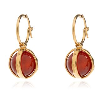 Jil Sander Messing Oorbellen met Steen - Dames - Oorbellen - Geel - ONE Size - Accessoires