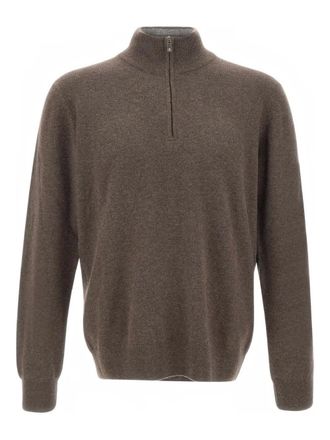 Della Ciana zipped-neck sweater - men - Wool/Cashmere - 52 - Brown