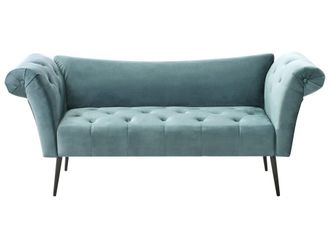 Beliani Chaise longue Terciopelo Verde azulado