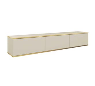 AKL FURNITURE Mueble para TV efecto madera Crema y Dorado