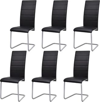 vidaXL Sillas de comedor voladizas 6 unidades cuero sintético negro vidaXL