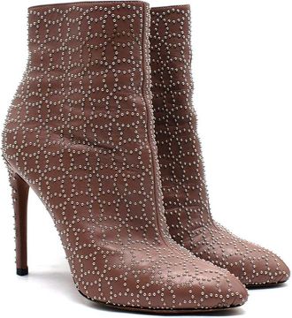 Alaia Nude Studded Stiletto Ankle Boots Size 37.5