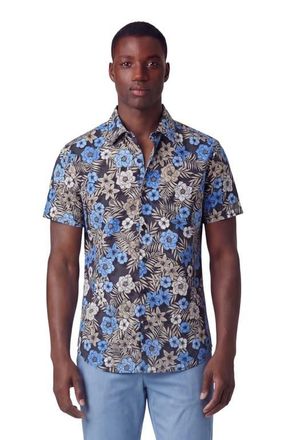 Lords of Harlech Tropical Mix Mens Printed Button Up Shirt in Tropical Mix Black at Nordstrom, Size Xx-Large