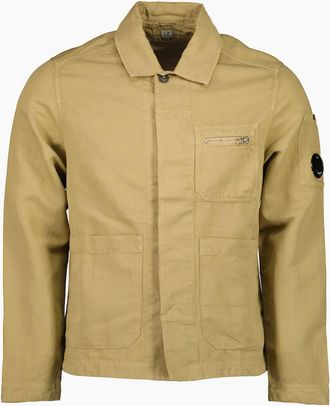 C.P. Company Mens Cotton/Linen Lens Overshirt - Tree House - Size: 40/Regular