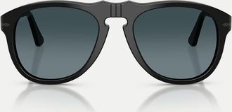 Persol Po0649ne Total Black Arrow Pilot - Occhiali da sole polarizzati neri con lenti blu-Nero