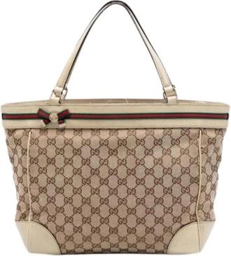 Gucci Pre-owned Mayfair Tote Bag - Dames - Vintage Shopper - Beige - ONE Size - Leer - Vintage