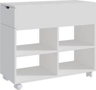 Relaxdays Relaxdays roll container, 5 compartments, drawer, HxWxD: 61 x 70 x 30 cm, open, slim filing cabinet on wheels, white