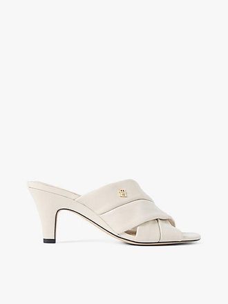 Tommy Hilfiger Leather Crossover Strap Heeled Mules