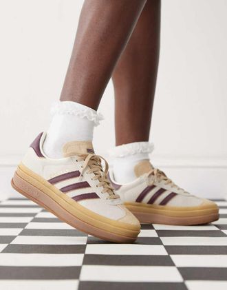 adidas Originals Gazelle Bold sneakers in cream and burgundy-White