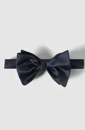 Brunello Cucinelli Cotton and silk satin bow tie in Navy Blue at Nordstrom