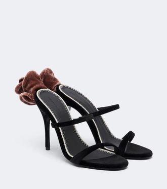 Magda Butrym Mules de terciopelo con aplique floral