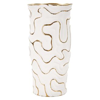 Dmora Vaso Banenoha, Colore Struttura Oro, Bianco