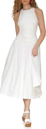 Avec Les Filles Sleeveless Mixed Media Fit & Flare Dress in White at Nordstrom, Size 10