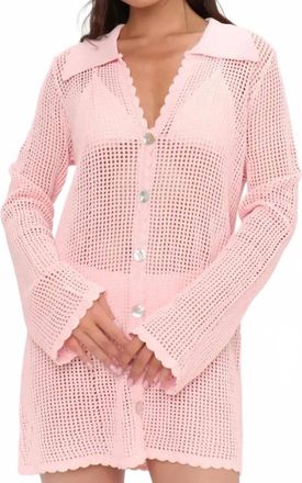 Show me your Mumu Button Up Crochet Coverup In Peachy Pink