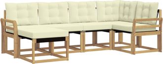 vidaXL Conjunto De Sof&aacute;s De Exterior 6 Uds. Blanco Y Crema Vidaxl