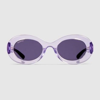Gucci Oval Frame Sunglasses, Purple