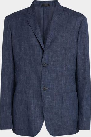 Giorgio Armani Mens Wool-Silk Melange Sport Coat