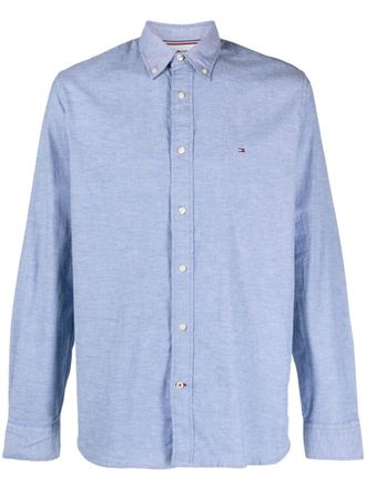 Tommy Hilfiger logo-embroidered oxford shirt - Blue