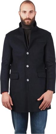 AT.P. CO Blauwe wollenmix jas Gioele - Heren - Mantel - Blauw - M - Wol - Jassen