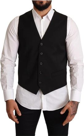 Dolce & Gabbana Upgrade je formele garderobe met deze stijlvolle zwarte vest - Heren - Gillet - Zwart - L - Kostuums