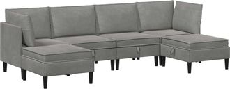 vidaXL Juego De Muebles De Sal&oacute;n 6 Uds. Gris Claro Terciopelo Vidaxl