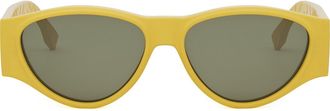 Fendi FF 55mm Oval Sunglasses in Shiny Yellow /Green at Nordstrom