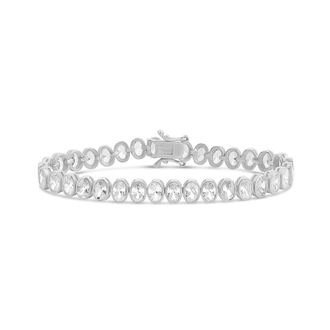 SHYMI Bezel-Set Oval Tennis Statement Bracelet -.925 Sterling Silver, 14K Gold-Plated, Rhodium Plated, Cubic Zirconia, Size 7, Day to Night
