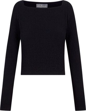 Cortana Sammy- top zwart- - Dames - Longsleeves - Zwart - XS - Wol - Tops