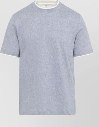 Brunello Cucinelli short sleeves crew neck heathered contrast trim