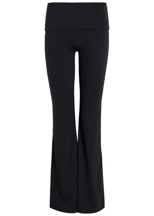 Tala Dayflex Fold-waist Flared Stretch-jersey Trousers - Black - S (UK8-10 / S)