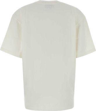 Ganni Womens Ivory Cotton Oversize T-Shirt Egret Exterior: Maglie Sweater