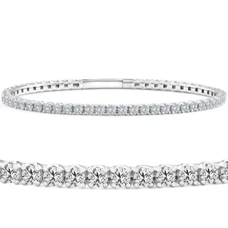 Pompeii3 4Ct F/VS Diamond Flexible Oval Bangle Womens Bracelet 14k White Gold Lab Grown Size: 6.75