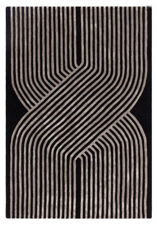 Novatrend Alfombra moderna tufted a mano en lana negra 120x170 cm