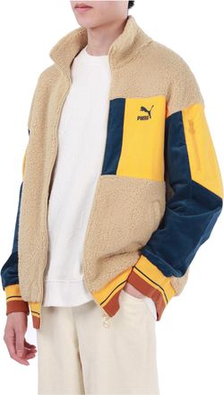 Puma Retro Sherpa Jacket Contrast Color Stitching Sports lambs wool Stay Warm Logo Khaki 534678-12