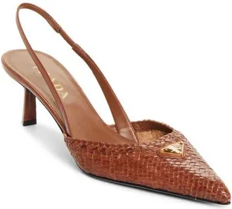 Prada Woven Slingback Sandal in Cognacs at Nordstrom, Size 7.5Us