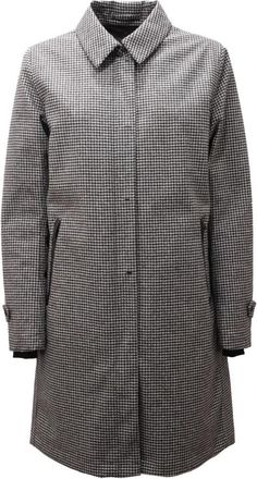 Herno Houndstooth Wollen Jas met Afneembare Capuchon - Dames - Mantel - Zwart - L - Wol - Jassen