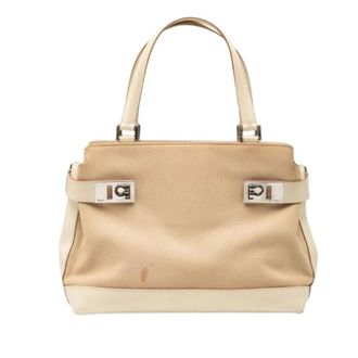 Ferragamo Pre-owned Handbags, female, Beige, Size: ONE SIZE Pre-owned Gancini aq-21 Handbag