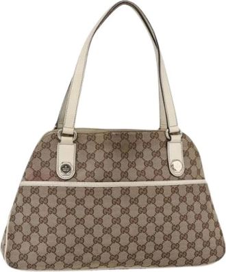 Gucci Pre-owned Shoulder Bags, female, Beige, Size: ONE SIZE Pre-owned Canvas Shoulder Bag