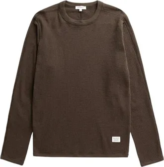 Norse Projects Tops, Heren, Bruin, L, Katoen, Stevns Cotton Hemp Military Rib LS T-shirt