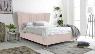 Casa Tatum Pink Plush Velvet Single Bed Frame