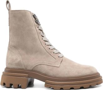 Hogan Lace-up Boots, female, Beige, Size: 8 1/2 US Casual Sneakers for Everyday Wear