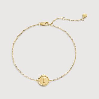 Monica Vinader Gold Mini Initial L Stamp Chain Bracelet